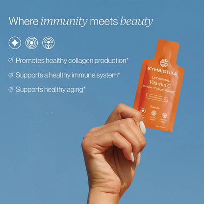 CYMBIOTIKA Liposomal Vitamin C Supplement, Immune Health, Skin Health, Healthy Aging, Enhanced Absorption, Gluten Free, Soy Free, Plant-Based, Orange Vanilla Flavor